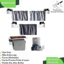 Kit Acessórios Banheiro 4 Peças Inox Dupla Fixação SF.ELG - Prata - Visão 5