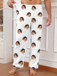 Printstory Custom Men's Fleece Pajama Pants, Customizable With Any Pattern, Unique Personalized Gift, Suitable For Family, Friends And Holiday Parties - Multicolor - View 3