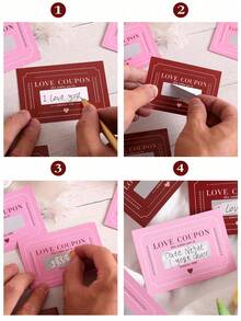 10pcs Scratchable Heart-Shaped Coupon, Handmade Valentine's Day Love Coupons, Valentine's Day Card, Greeting Card, Creative Birthday Gift (Suitable For Both Men And Women), Couple/Spouse Gift, Wedding Anniversary Gift, Mother's Day Card, Surprise Gift, Valentine's Day Gift, Party Favor, Party Game - Multicolor - View 8