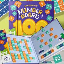 Kids Magnetic 1-100 Digit Board Set: 1-100 Math Operation Educational Toy For 3-8 Years Old, Foldable Playboard With Colorful Digital Blocks For Home & Travel Learning
