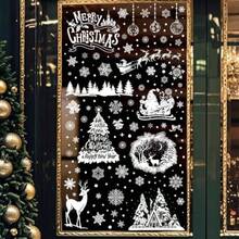 9 Sheet Christmas Window Clings White Snowflake Christmas Window Decorations Decals Xmas Santa Claus Reindeer Stickers For Glass Windows Holiday Office Home Indoor Outdoor - White - View 7