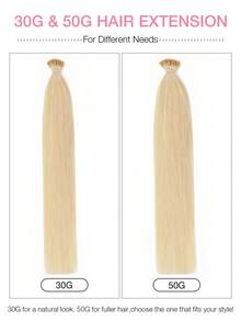 Tóc nối I-Tip, tóc thật, màu vàng bạch kim #60, dài 14-22 inch, thẳng, liên kết keratin, tóc nối I-Tip vô hình. - S60 - Xem 5