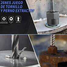 Juego de 26 piezas de extractores de tornillos y juego de brocas izquierdas, con adaptador hexagonal, herramienta de extracción de tornillos fácil de quitar para pernos pelados, dañados, oxidados - Plateado - Ver 8