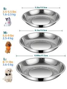 1 buc. Bol pentru hrană pentru pisici din oțel inoxidabil, 5,3/6,1/6,9 inch (aprox. 13,5/15,5/17,5 cm), potrivit pentru pisici de interior, vas pentru hrană umedă puțin adânc și lat, bol pentru hrănirea animalelor de companie pentru pisici, câini mici și pui