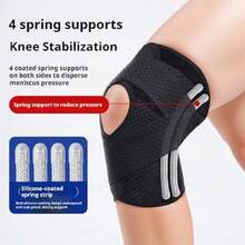 Ochraniacze na kolana z silikonu unisex, dzianinowe, ciepłe, sportowe, z podparciem rzepki, odpowiednie do koszykówki, fitnessu, biegania, jazdy na rowerze - Czarne - Zobacz 2