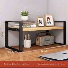 1 pieza Organizador de escritorio de varios niveles de madera y metal, estantería de almacenamiento para escritorio de estudiante/oficina