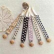 Polka Dot Pacifier Clip, Beechwood Clip Can Be Customized With Name, Pacifier Holder Chain - Multicolor - View 6