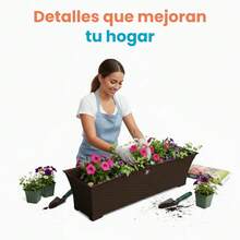 Jardinera Rattan maceta rectangular 9 litros plástico, recipiente decorativo y funcional para plantas de interior o exterior, diseño moderno y resistente, ideal para jardín, terraza, balcón o sala, fácil de transportar y limpiar, capacidad para gran variedad de especies botánicas, complemento perfecto para ambientar espacios verdes y fomentar el cuidado de plantas, recomendado para hogares familiares y oficinas. - Café integral - Ver 6