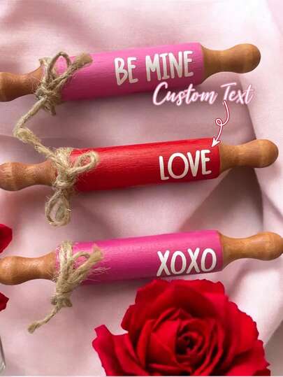 Personalized Mini Rolling Pins, Large Rolling Pins, Farmhouse-Style Mini Rolling Pins, Multi-Tiered Tray Decorations, Valentine's Day Mini Rolling Pins. Multi-Tiered Tray Decorations. Shelf Ornaments. Kitchen Decorations. Farmhouse-Style Decorations. Valentine's Day Set | Farmhouse-Style Mini Rolling Pins | Multi-Tiered Tray Decorations, Thanksgiving Gifts, Chinese New Year Gifts.