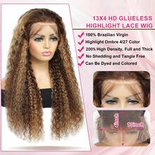 Uveous 200% Density 34 Inch Deep Curly HD Lace Frontal Wig Transparent 13x4 99J Burgundy Curly Lace Front Wigs Red Colored Deep Wave Human Hair Wigs - SP4/27 - 查看 3