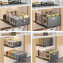 Dragonpad 1/2 Pack Pull Out Cabinet Organizer, Carbon Steel Heavy Duty Slide Out Drawers For Cabinets, Expandable Kitchen Drawers,Adhesive Organization And Storage For Kitchen - Black-Large-1Pack - 查看 6