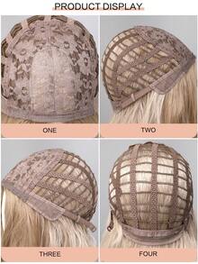 26英寸合成纤维假发，中分长卷金色假发，适合日常佩戴、节日、旅行、派对、角色扮演、万圣节、圣诞节等场合。 - 金色 - 查看 10