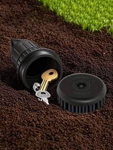 1 pieza Escondite de llaves de plástico resistente al agua, portallaves de riego de empuje fácil para jardín y patio exterior, sin necesidad de electricidad ni batería