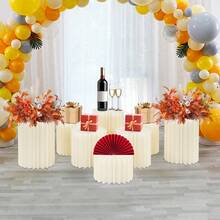 YUNRUX Foldable Paper Column Display Stands, Round Cylindrical Wedding Flower Stands, Paper Column Stands For Wedding Dessert Flowers - A - 查看 9