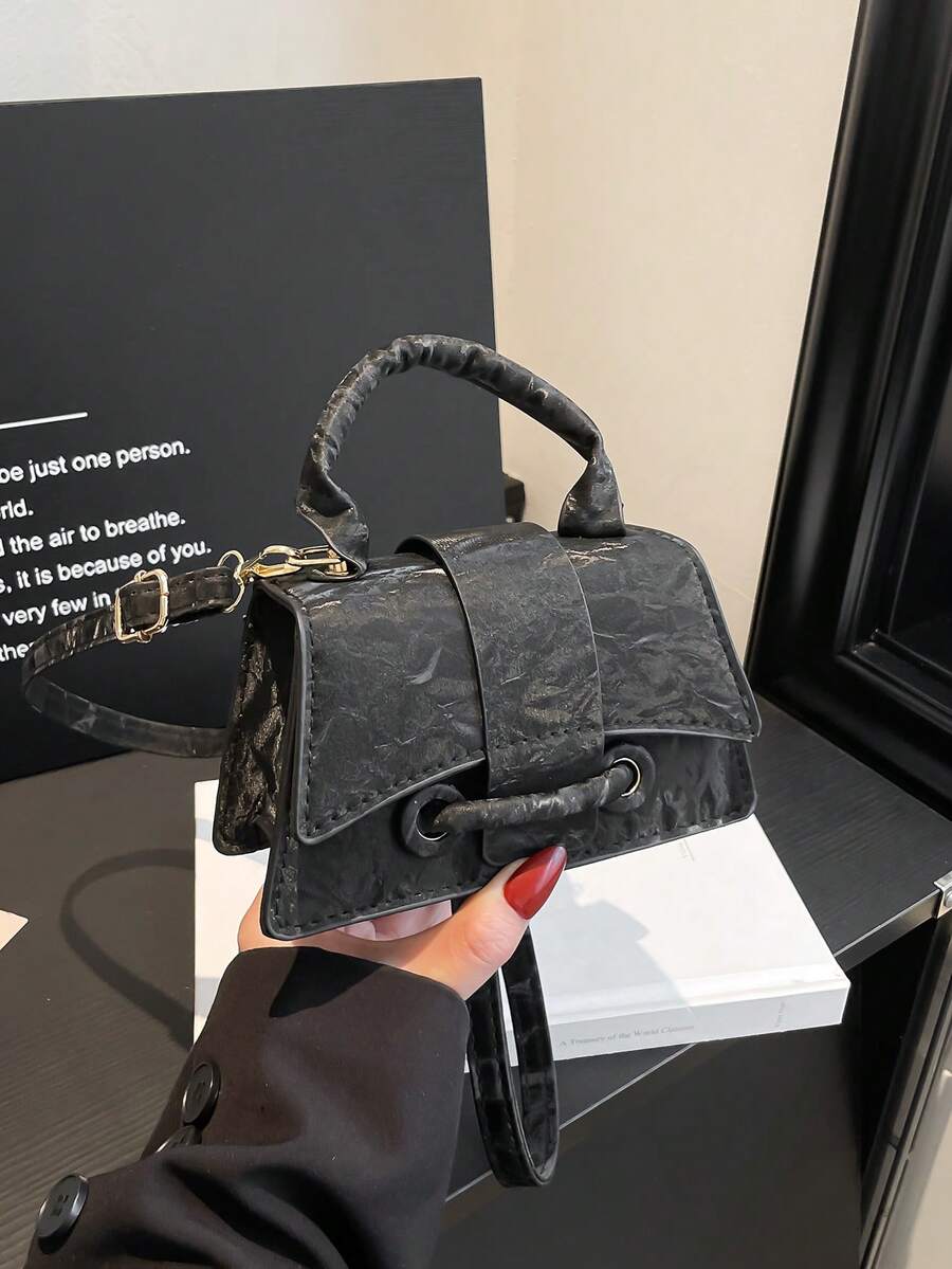 高品质口红袋，迷你方形包，新款纯色百搭手提包，女士包