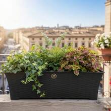 Jardinera Rattan Maceta Rectangular 9 Litros Plástico - Gris - Ver 2