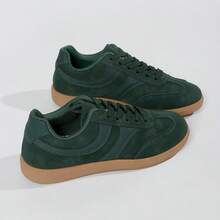 Women's Multifunctional Fashion Casual Shoes, Flat Non-Slip Lace-Up Round Toe Rubber Sole Casual Sneakers, Black Color Block, Daily Match, Shoes, Casual Shoes, Size 36-41, Fashionable