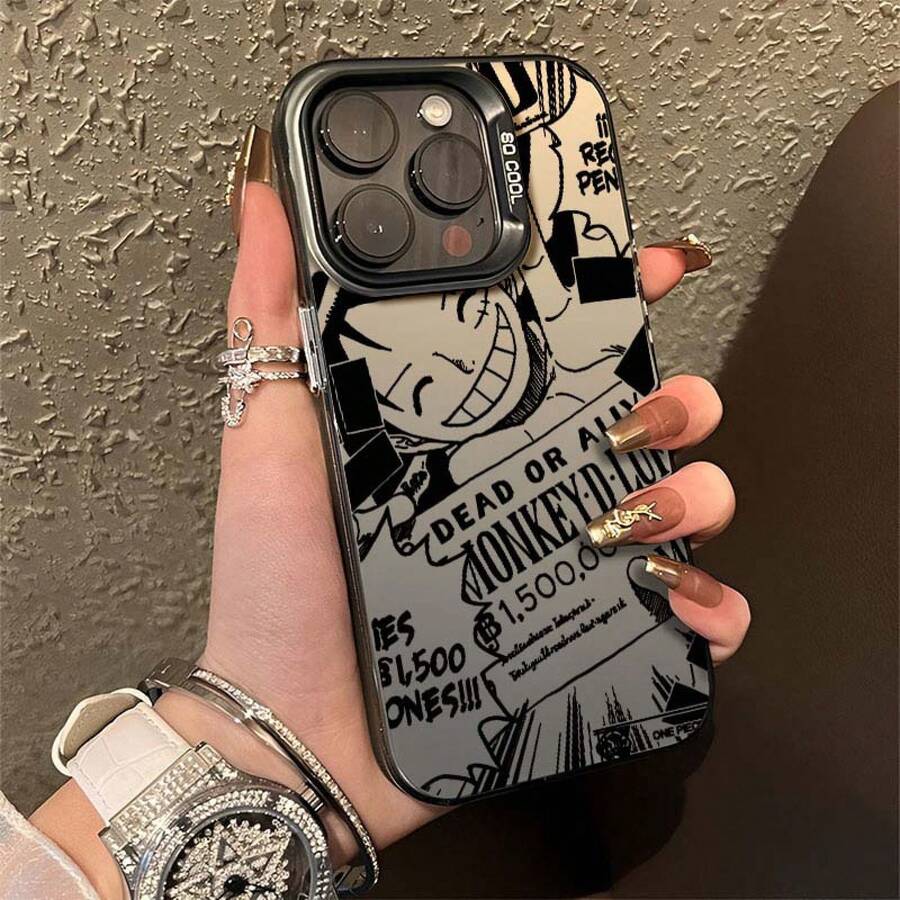 Funda para Teléfono Oficial Art Anime Cover Compatible con para 17, 17 Pro, 16E, 16, 15, 14, 13, 12, 11, 10, 9, 8,, 6, SE, XS, X, Plus, Pro, en un Diseño Plateado Colorido17 17promax - Negro - Ver 1