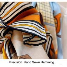 Silk Scarf 43 Large Square Lightweight Headscarf Shawlu2013Women Hair Wraps - With Packed - Brown & Blue -horse - View 4