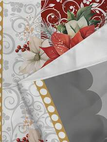 1 pièce Nappe avec motif d'arbre de Noël et floral, réutilisable et lavable, convient pour l'intérieur, le camping en plein air, le pique-nique, les fêtes de Noël, la décoration de la maison - Multicolore - Voir 7