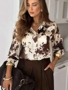 Women's Tie-Dye Print Long Sleeve Single-Breasted Casual Fashion Shirt