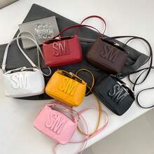 Square Crossbody Bag For Women  Letter Small Shoulder Purse Casual Handbag For Office Party Club - màu nâu - Xem 8