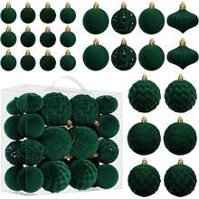 Juego de adornos de bolas de Navidad de terciopelo, piezas de bolas de árbol de Navidad de plástico inastillable aterciopeladas, tamaños variados para decoración navideña y de fiestas - Azul - Ver 5