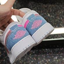 Nike Air Jordan 1 Low SE (GS) 女款休闲运动鞋 HQ2001-400 - 藍/藏青黑/灰 - 查看 6