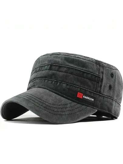 FS Washed Cap, New Flat Top Military Hat, Suitable For Fishing, Leisure, Outdoor Sports, Adjustable Size
