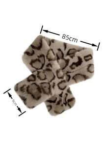 2pcs/Set Leopard Print Vintage Polyester Fleece Scarf & Beanie Hat, Autumn/Winter
