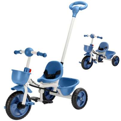 Triciclo para niños de 1 a 3 años, triciclo de empuje con barra y cesta, bicicleta de equilibrio para niños y niñas de 12 meses+, regalo de cumpleaños