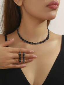 Supra Diamanto Gorgeous-Luxury Shining Bling Crystal Rhinestone Necklace Earrings Set Wedding Party Jewelry 3 In 1