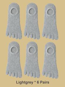 1/3/6双装女士纯色隐形五指袜，分趾袜，短袜，适合户外运动或日常穿着 - 彩色 - 查看 26