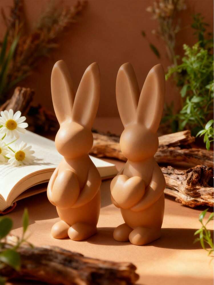 Rabbit Ear & Heart Shaped & Egg Shaped Candle Mold, Easter Decoration 3D Rabbit Egg Candle Silicone Mold, Reusable High Temperature Resistant Silicone Mold For DIY Scented Candle Decoration, Plaster Diffuser, Resin Casting And More, Suitable For Holiday Celebration, Meditation And Home Decor - White - View 2