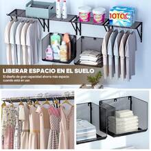 BAIRUI 2-Pack Laundry Storage Organizer with Drying Rack for Clothes Wall-Mounted Laundry Shelf Unit for Laundry Room Organization and Space Saving Storage Solution in Bathroom or Utility Area - como en la foto - Ver 5
