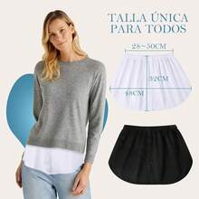 EstiloEstiloPaquete De 2 Extensor De Camisa De Capas Para Mujer, Extensor De Camisa De Barrido Inferior Superior Falso De Falda, ExtensióN De Camisetas Para Mujer, Ajustables, Blanco Y NegroVersió Mejorada - Estilo de botón - Ver 7