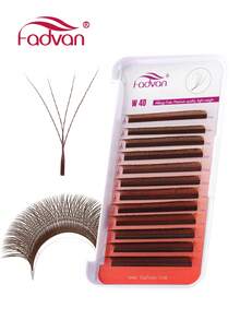Fadvan 12Rows Brown 4D W Lashes 0.07 D/LU(M) 8-12mm Premade W Fan Lash Extensions Natural Soft Black/Brown W Style Lashes Faux Mink Individual Lashes,Professional Eyelash Grafting,Lash Tech Supplies - Brown - View 6