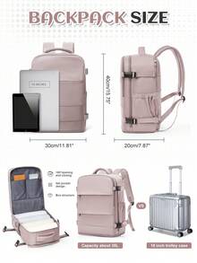 男女通用大号旅行背包，商务笔记本电脑背包，符合登机尺寸 40x20x25 厘米，符合航空公司标准，防水，多功能独立鞋仓，干湿分离，适合学生、通勤和笔记本电脑使用。