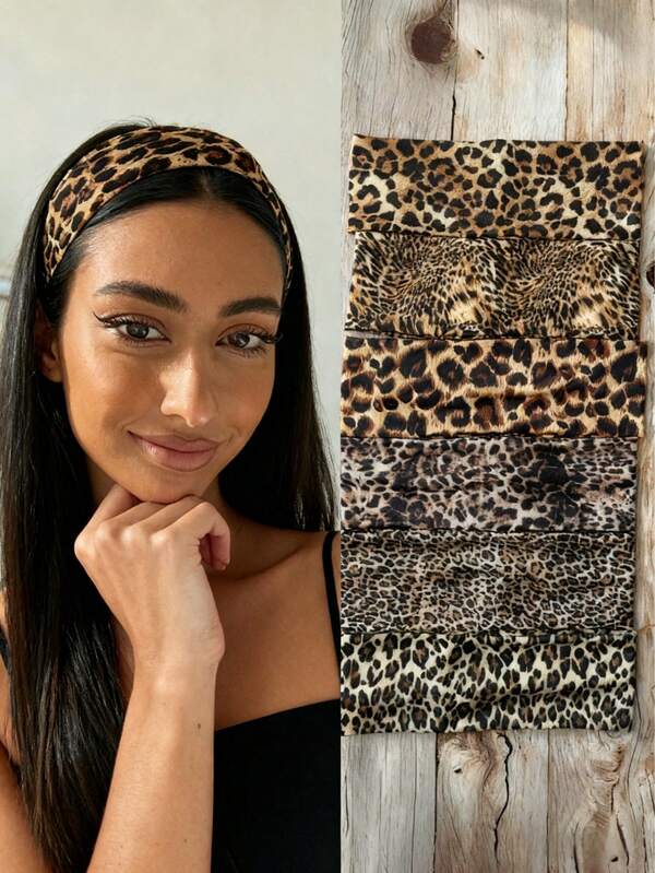 1/2/3/6 Stück vielseitige Satin Leoparden Muster Stirnbänder, Damen Alltags Haarschmuck Schweißband, Urlaubs Stirnband, elegantes Schal Stirnband weiches Haarband geeignet für Laufen, Fitness; Damen Haarband, Winter Haarschmuck, Mode Schal, Damen Stirnband, Festival, Party