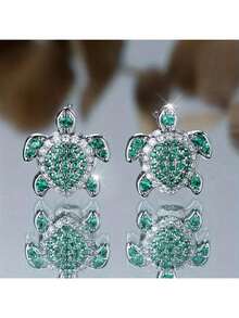 Pair Of Cute And Exquisite Turtle Earrings, Women's Party Banquet Fashion Accessories - 藍色 - 查看 5