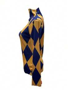 2024 New Spring/Autumn Women Printed Long Sleeve T-Shirt, Slim Fit Mock Neck Casual Undershirt - Yellow - View 4