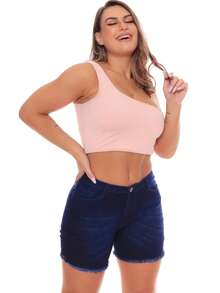 Women Denim Shorts - Rửa tối - Xem 3