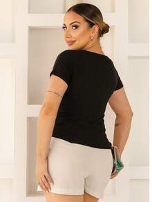 MODERN CASUAL BLOUSE WITH STRASS NECKLACE - 黑色 - 查看 3