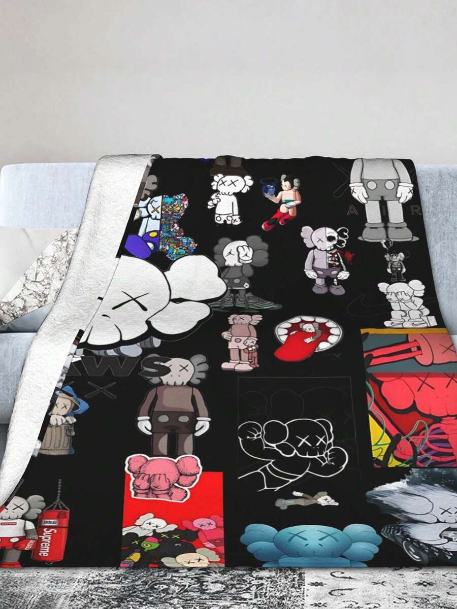 Kawss Kawaii Kaw Blanket Anime Themed Comfort Blanket - Soft Flannel Throw, Perfect Gift For Fans, For Christmas, Birthday, Halloween, For Cozy Home Use & Camping Trips - Black - View 1
