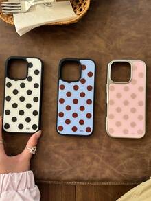 Stylish Cute Polka Dot Shockproof Phone Case Compatible With IPhone 17 Pro Max 17 Pro 17 16 Pro Max 16 Pro 16 15 Pro Max 15 Pro Max 15 Pro 15 Pro Max 14 Pro 13 12 Pro Max 11 Simple Men Women Drop-Proof Black Border Case