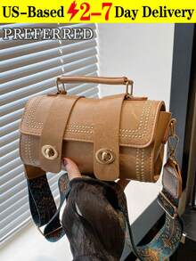 [⚡US Local Warehouse]Fashionable Retro Quilted Women's Shoulder Bag, Cylindrical Wallet, Adjustable Shoulder Strap, Printed Wide Shoulder Strap, Top Handle, Can Be Carried Crossbody, Hand-Held Or On One Shoulder, Comfortable And Lightweight, Generous And Practical, Suitable For Daily Work, Travel, Shopping, Parties, And Is Also A Good Gift For Lovers, Friends And Family. - 彩色 - 查看 12
