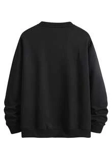 Sudadera para hombre estilo deportivo casual, estampado de balón de fútbol y letras "Dad", tela de algodón cómoda, corte holgado, cuello redondo, manga larga, para otoño/invierno, ideal para reuniones familiares, actividades deportivas y uso casual - Negro - Ver 2