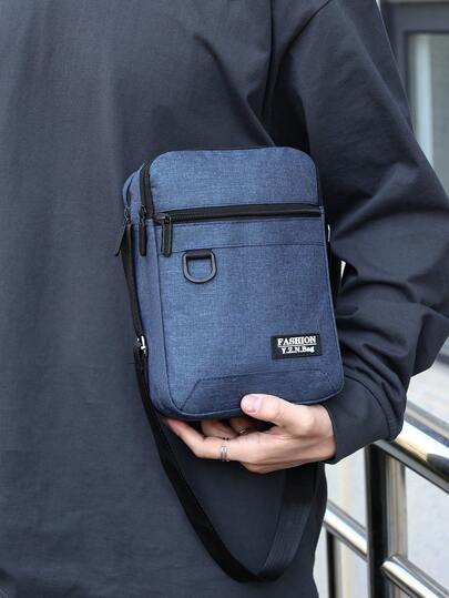 Large Capacity Fashion Men's One Shoulder Diagonal Messenger Bag, Multi-Functional Adjustable Strap Zipper Closure, Multi-Compartment Practical Storage Men's Bag Festival