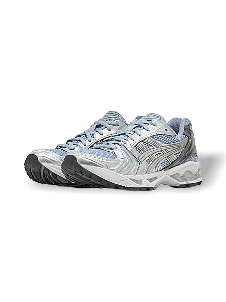 Asics KAYANO 14 男女通用训练运动鞋 透气轻便吸汗 弹性好 多功能 易洗 灰色 银色 蓝色 1203A537-401 - 灰/銀/藍 - 查看 1