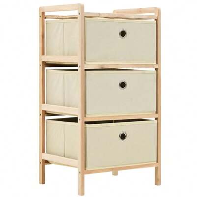 vidaXL Kommode Mit 3 Stoffkörben Aus Zedernholz In Beige